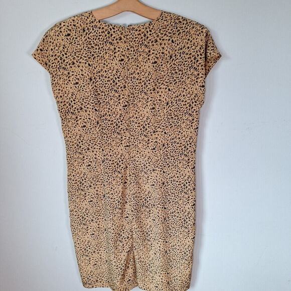 Vintage 80s Cheetah Leopard Cap Sleeve Sheath Dress Women Size Large - Picture 6 of 11